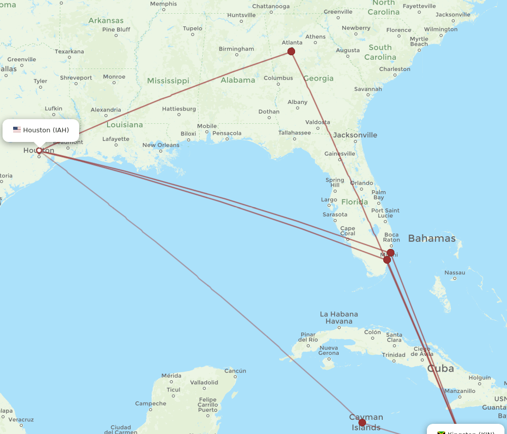 IAH-KIN flight routes