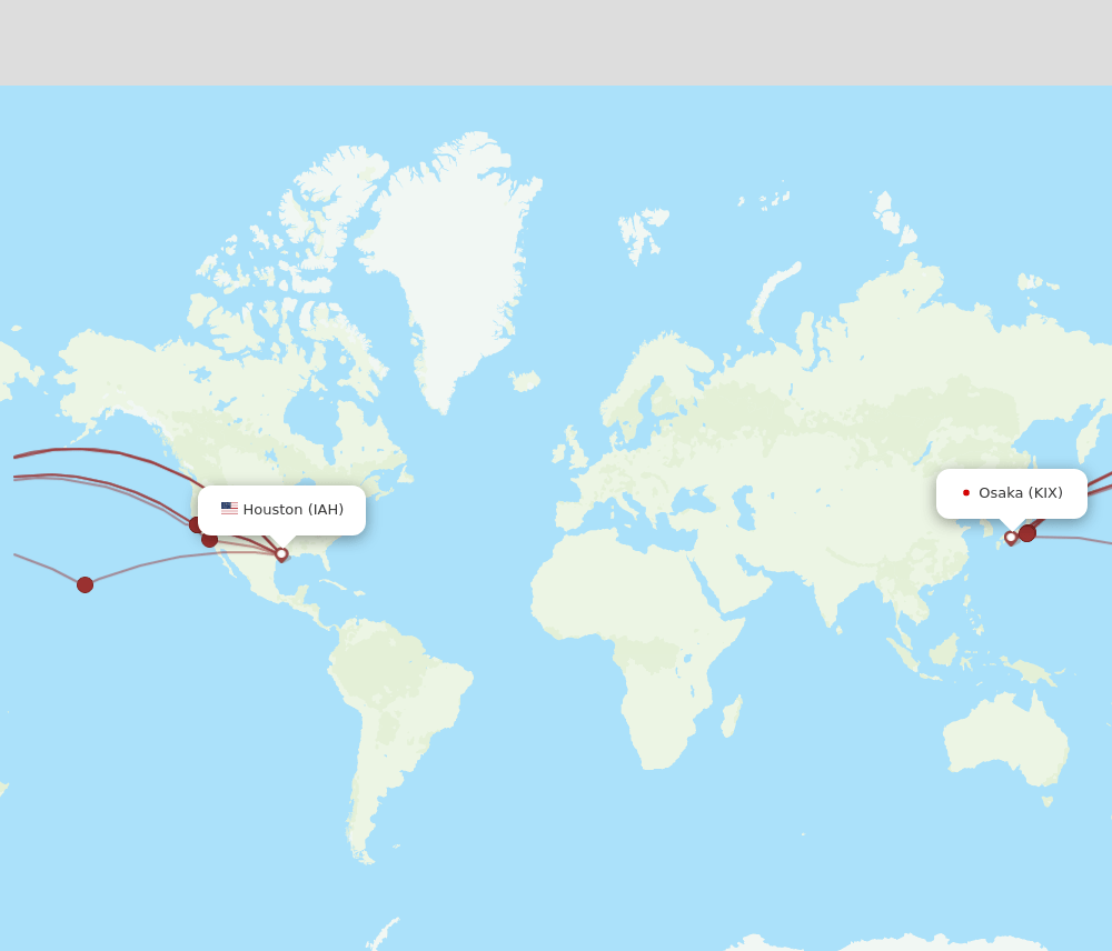 IAH to KIX flights and routes map