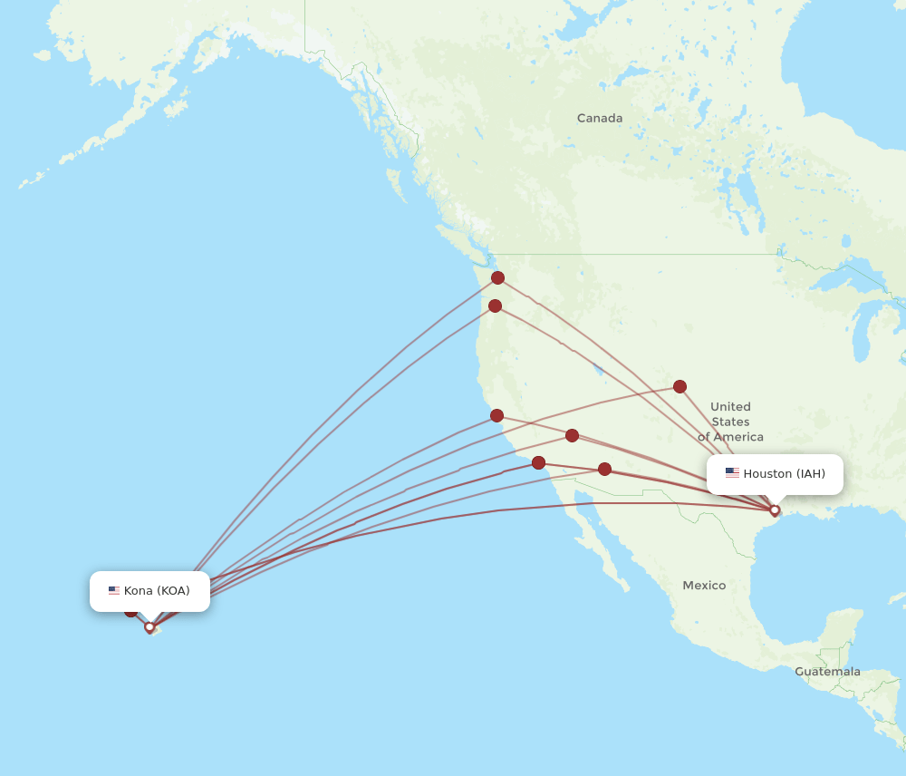 IAH-KOA flight routes
