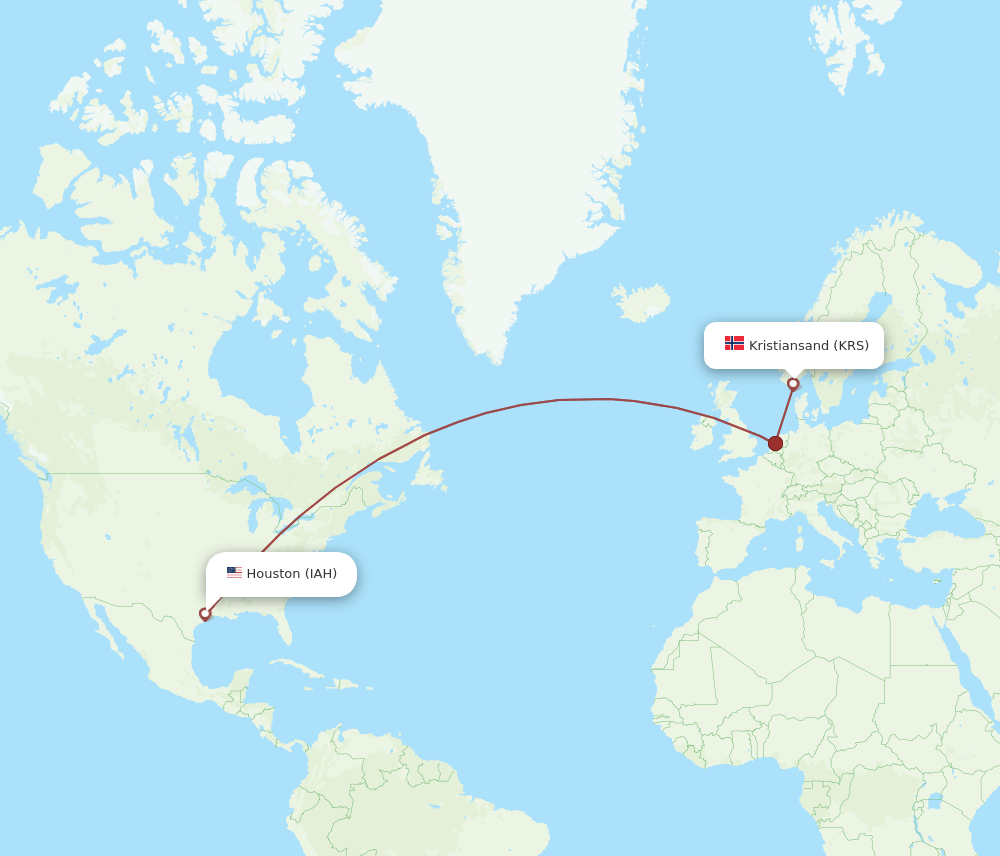 IAH-KRS flight routes