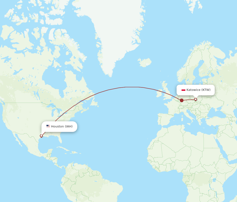 IAH-KTW flight routes