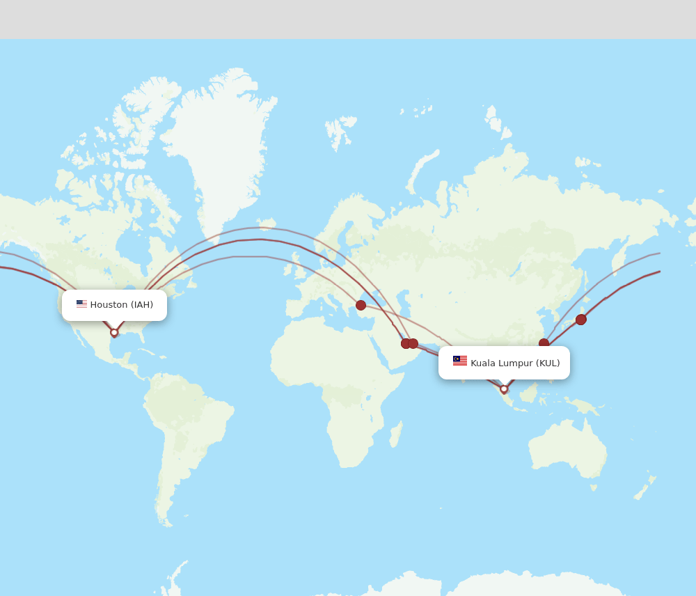 IAH-KUL flight routes