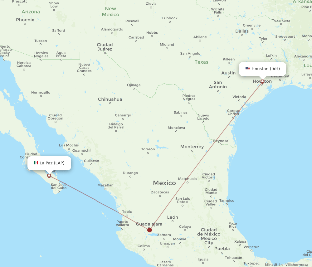 IAH-LAP flight routes