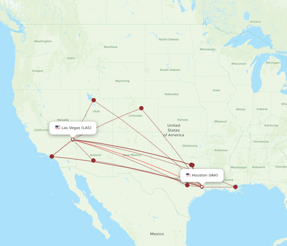 IAH to LAS flights and routes map