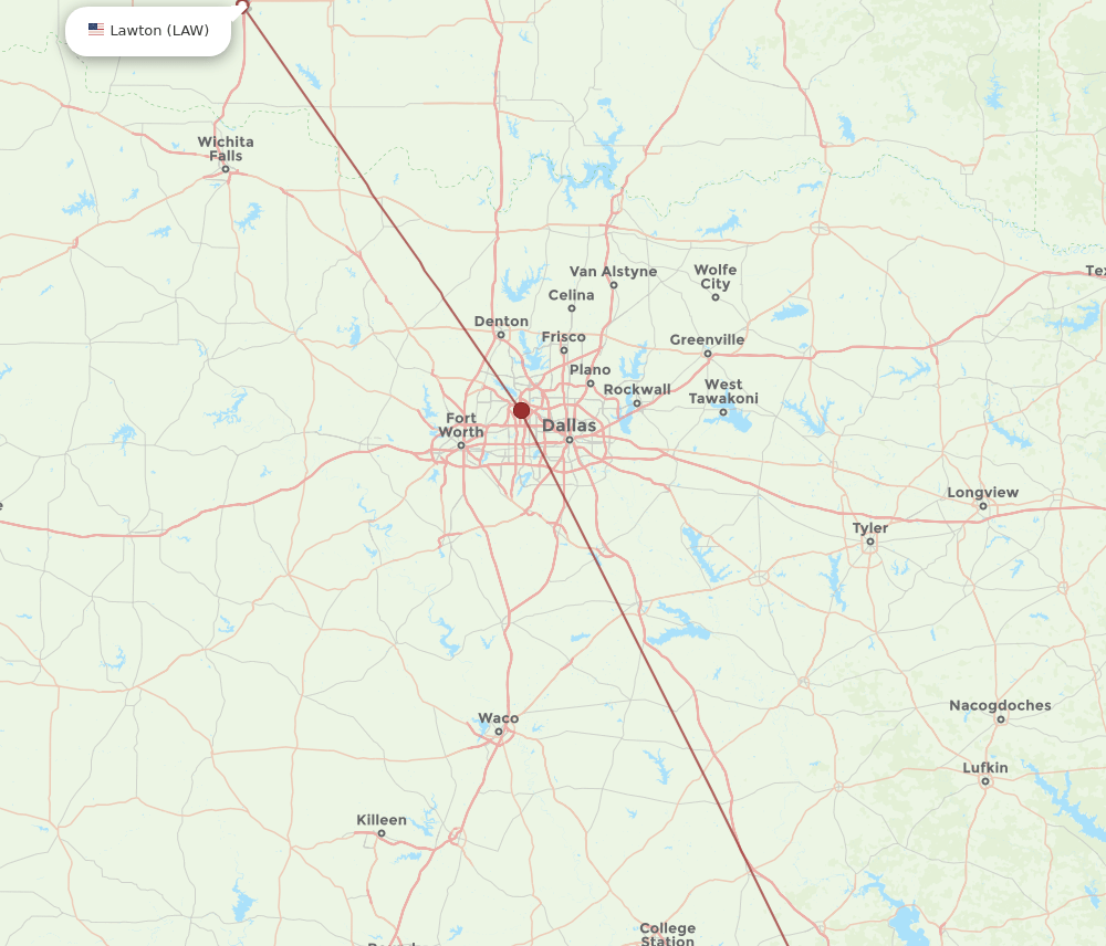 IAH-LAW flight routes