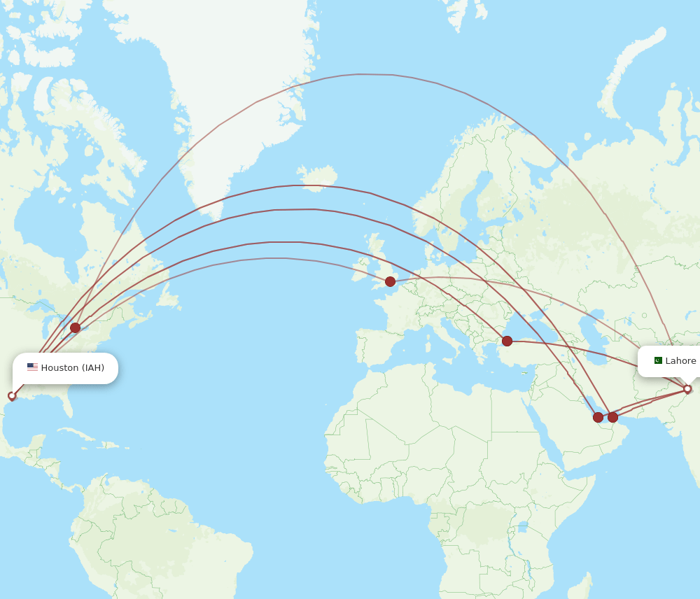 IAH-LHE flight routes