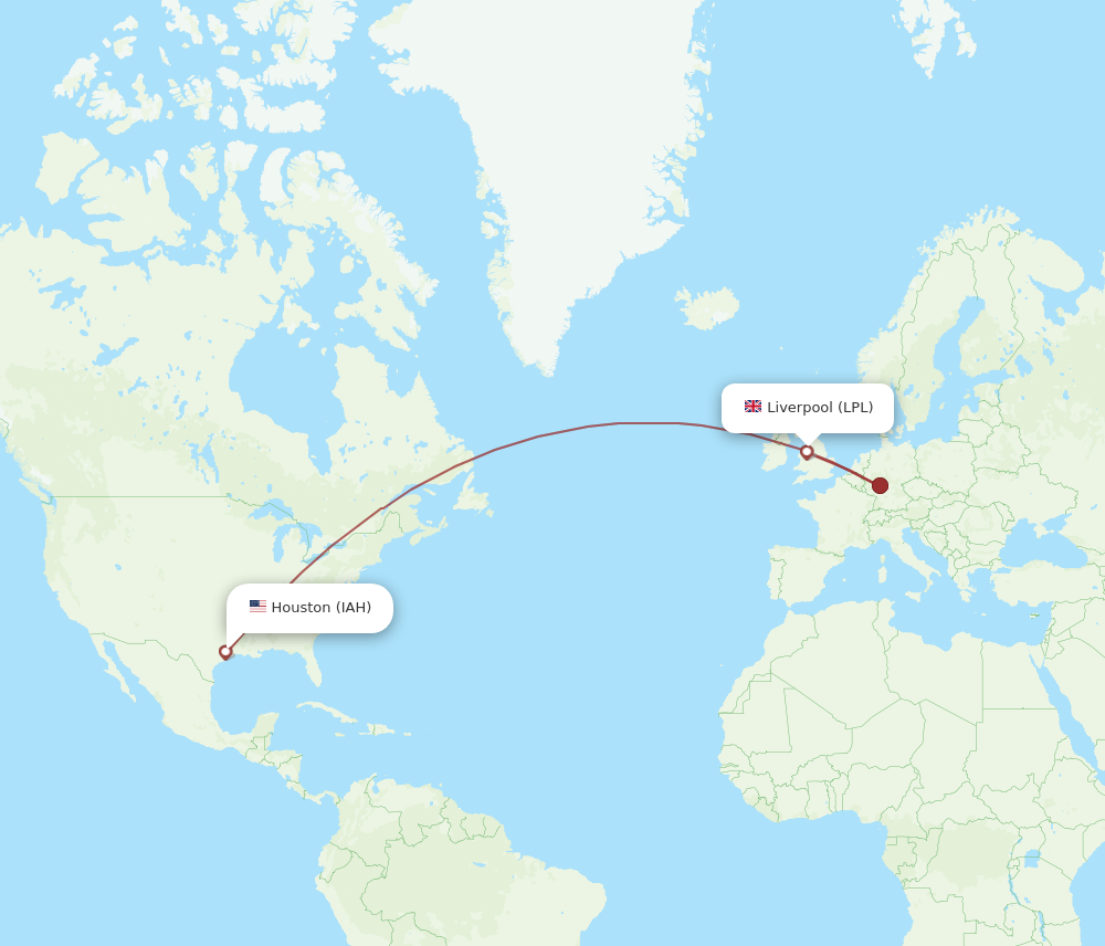 IAH to LPL flights and routes map