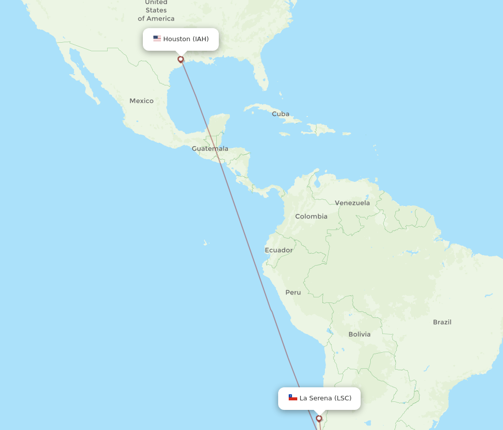 IAH-LSC flight routes