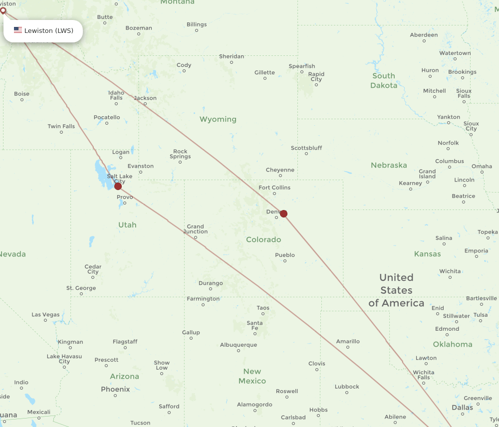 IAH to LWS flights and routes map