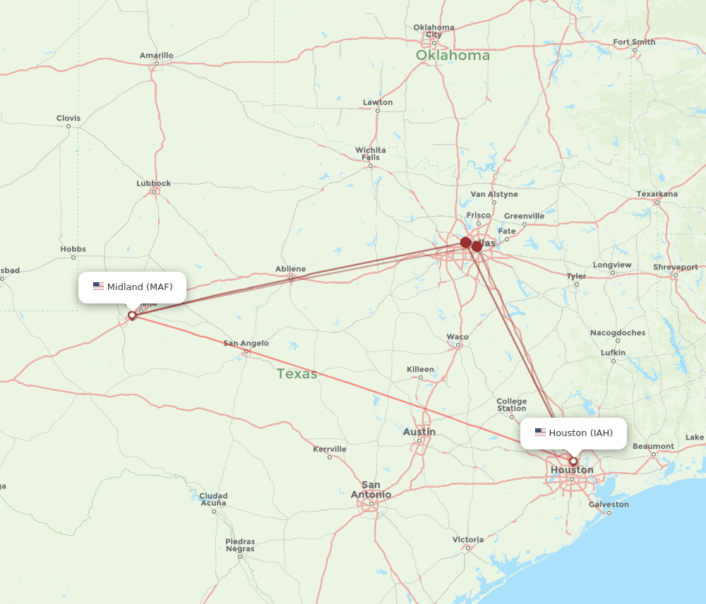 IAH-MAF flight routes