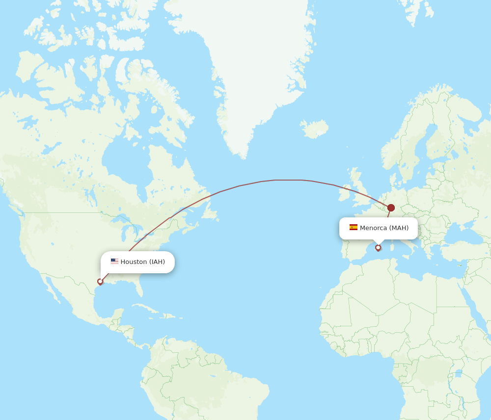 IAH-MAH flight routes
