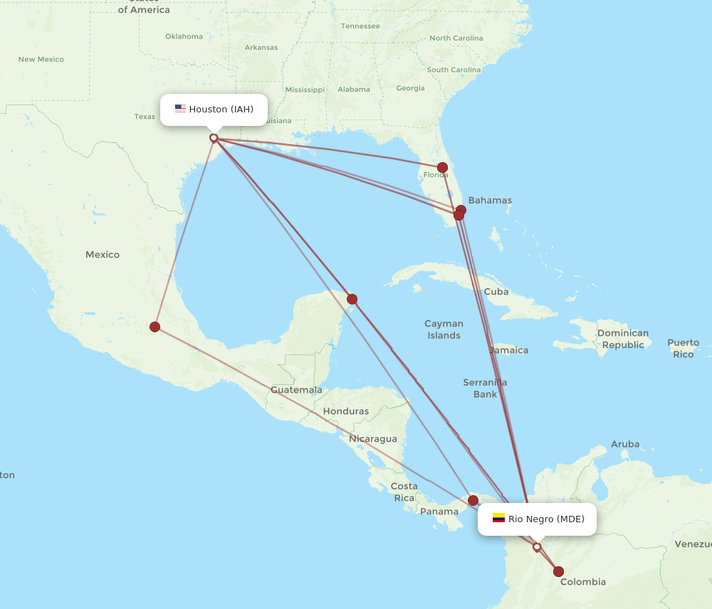 IAH to MDE flights and routes map