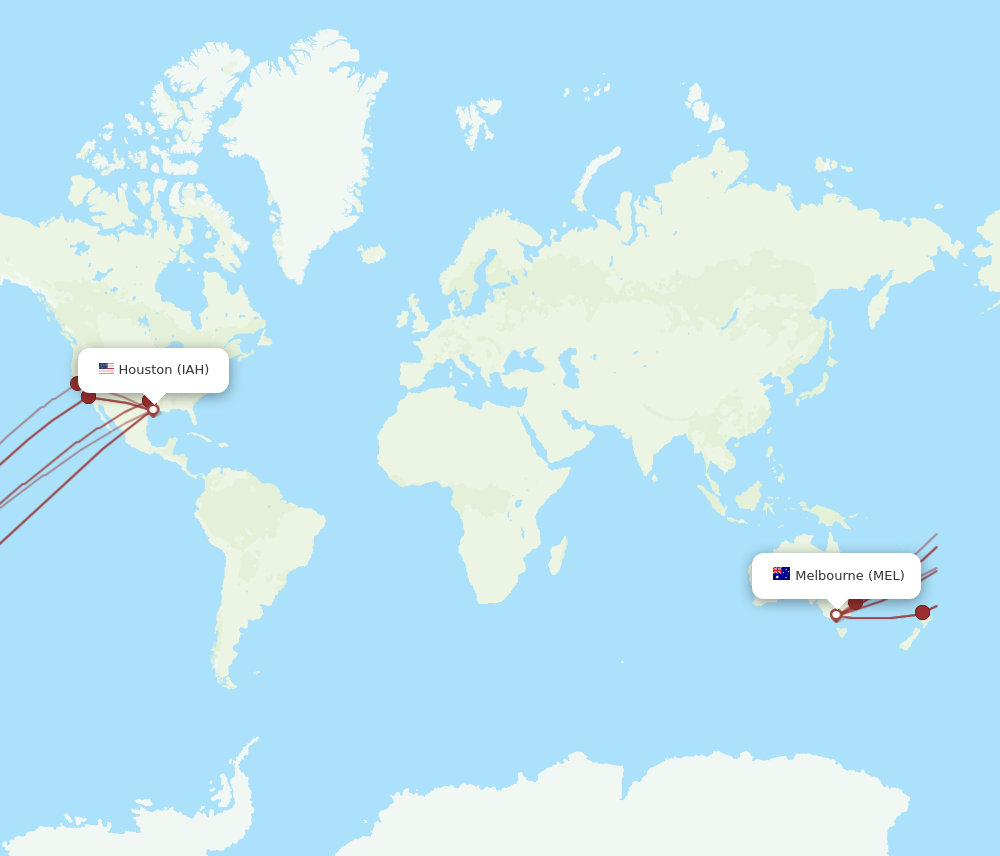 IAH to MEL flights and routes map