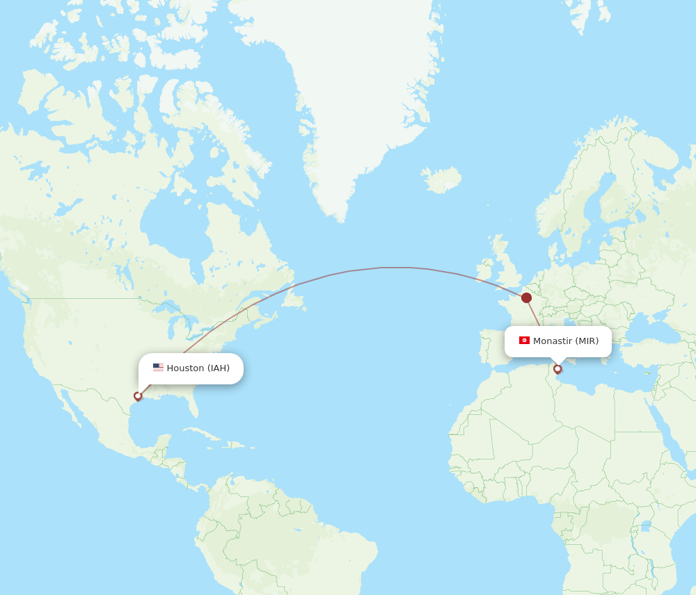 IAH-MIR flight routes
