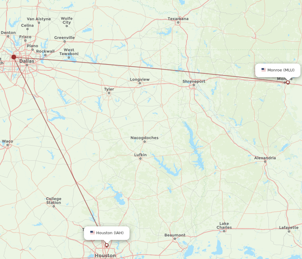 IAH-MLU flight routes