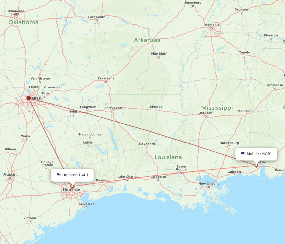 IAH-MOB flight routes
