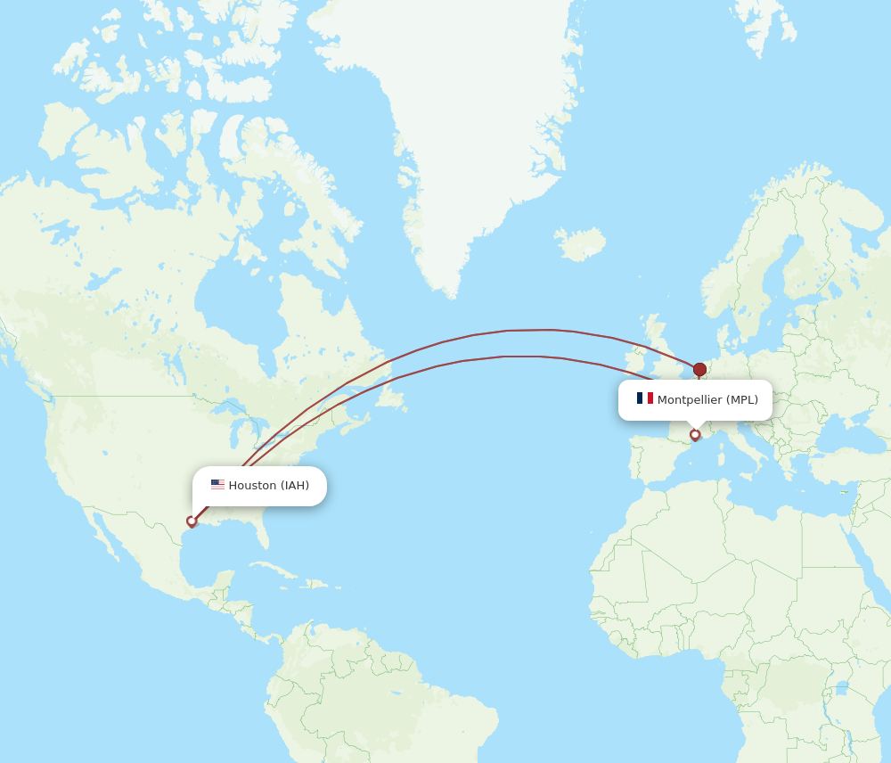 IAH to MPL flights and routes map