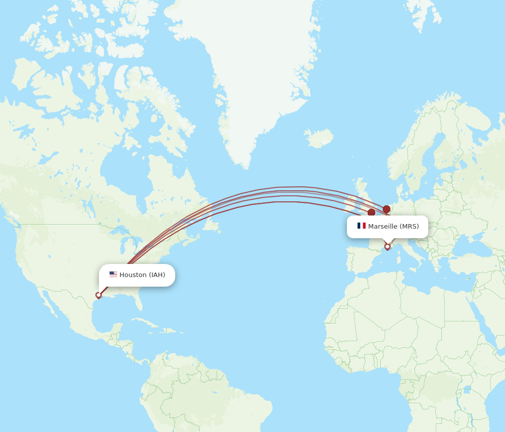 IAH to MRS flights and routes map