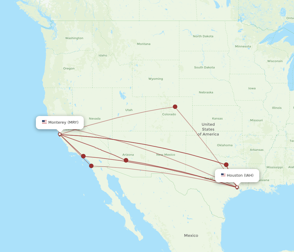 IAH-MRY flight routes