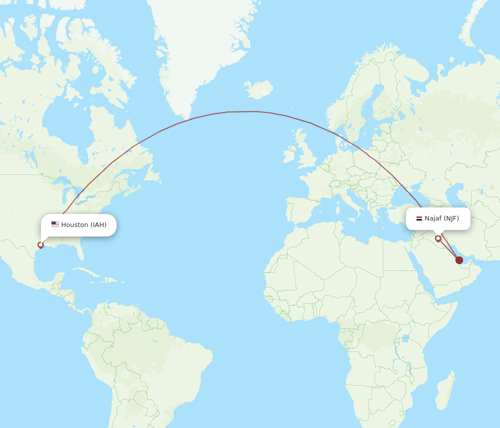 IAH to NJF flights and routes map