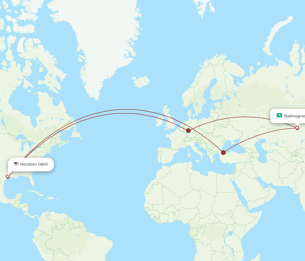 IAH-NQZ flight routes