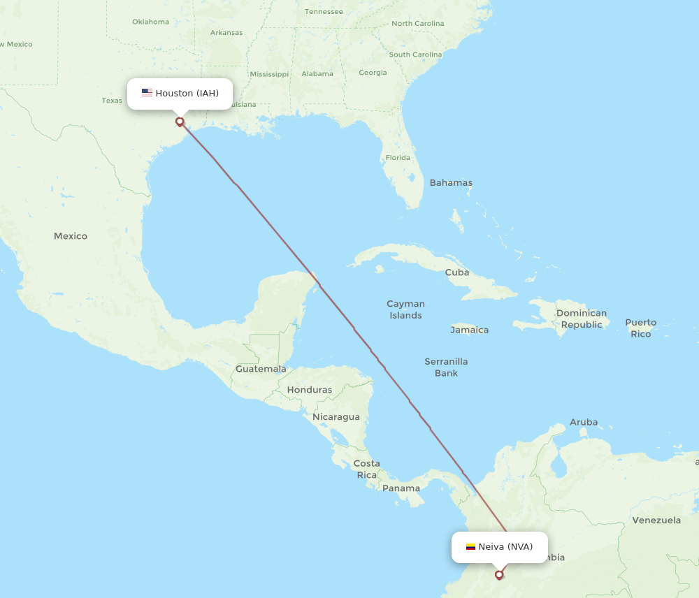 IAH-NVA flight routes