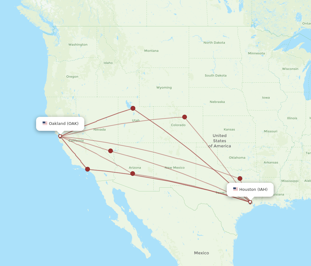 IAH-OAK flight routes