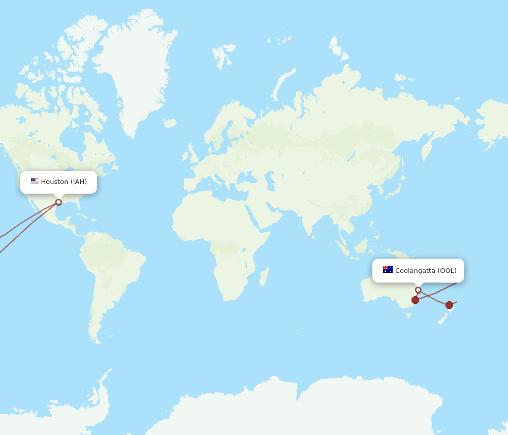 IAH to OOL flights and routes map