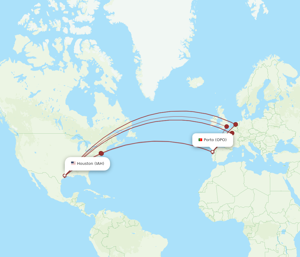 IAH-OPO flight routes