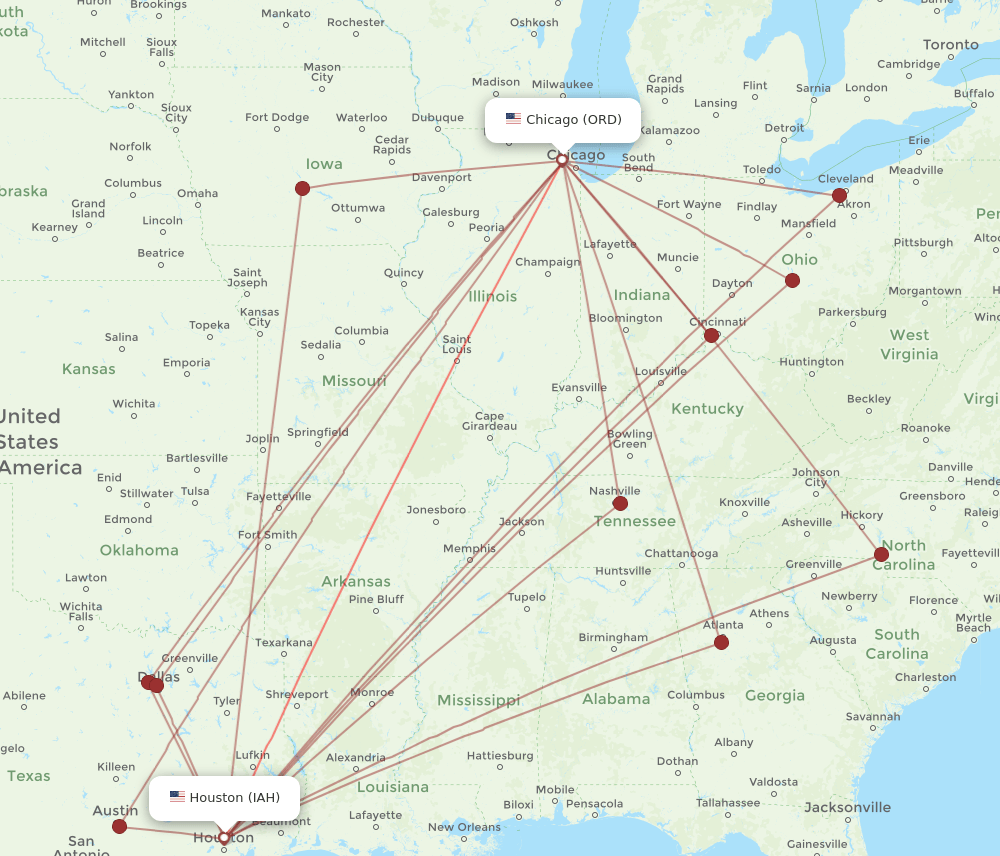 IAH-ORD flight routes