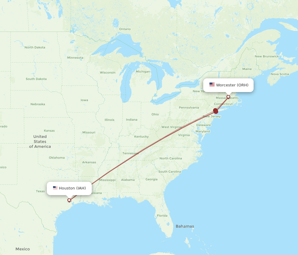 IAH-ORH flight routes