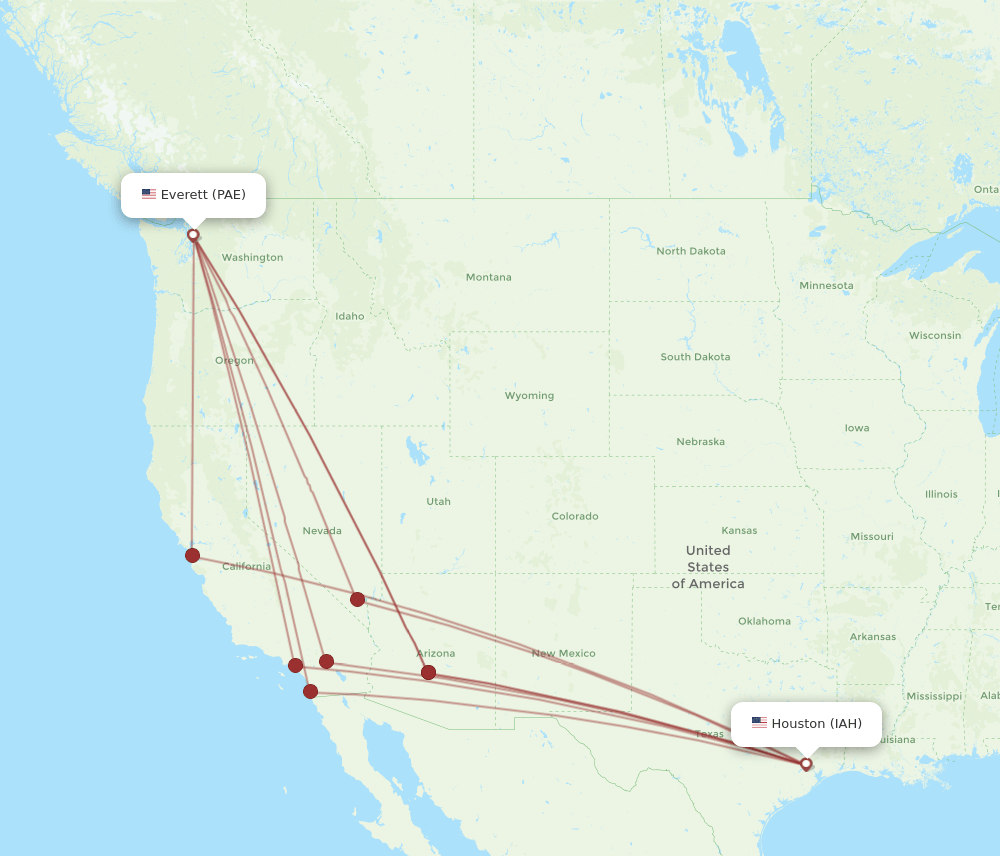 IAH-PAE flight routes