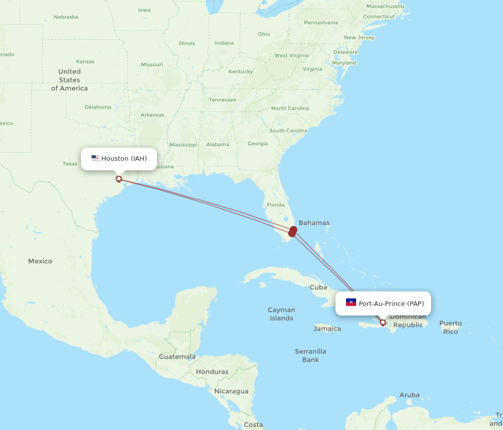 Houston - Port-au-Prince route map and flight paths