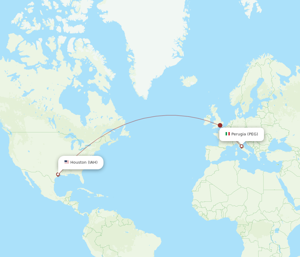 IAH to PEG flights and routes map