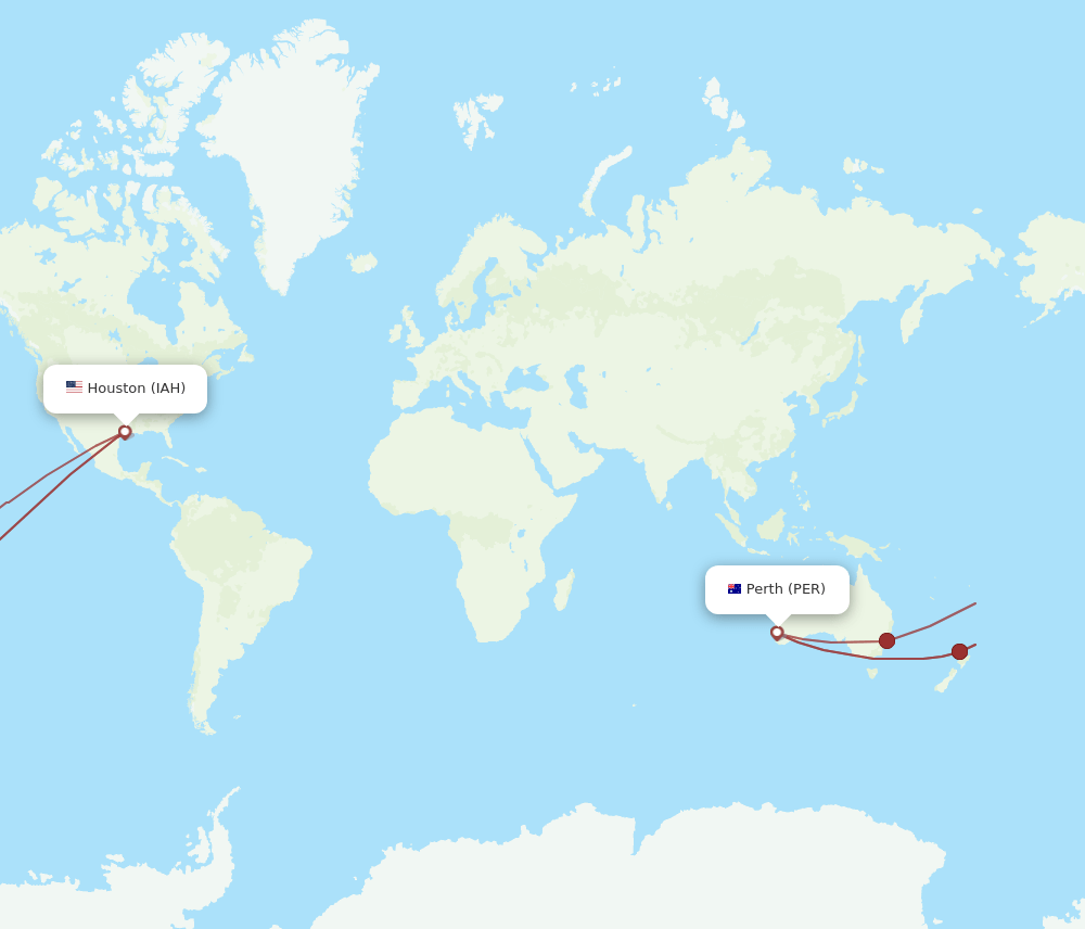 IAH to PER flights and routes map