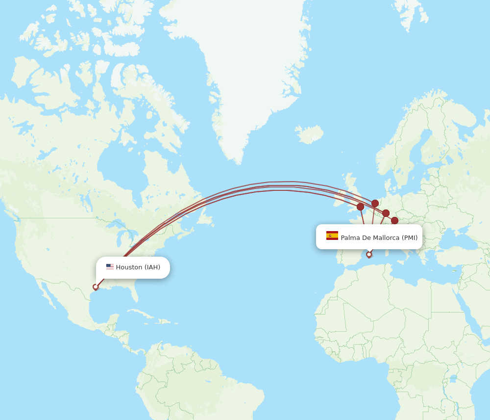 IAH-PMI flight routes