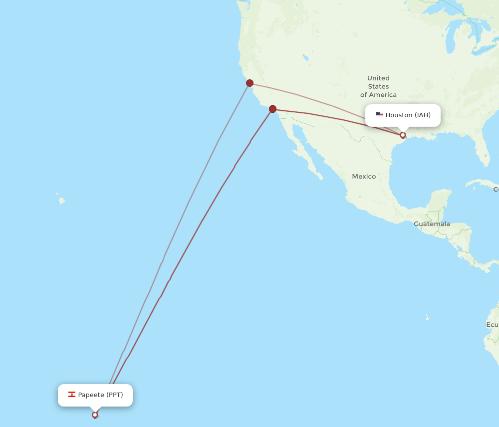 IAH-PPT flight routes