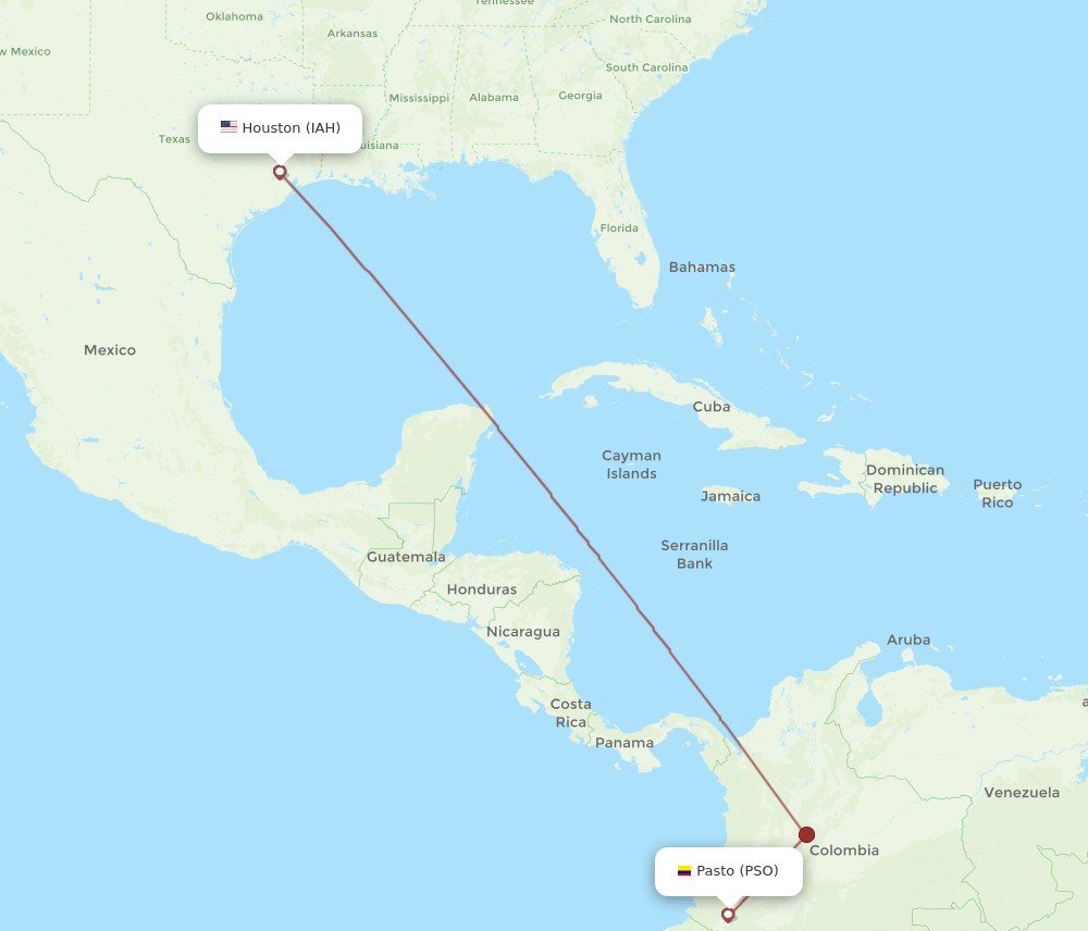 IAH-PSO flight routes