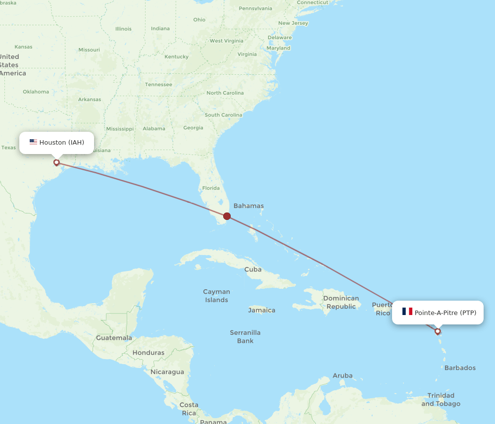 IAH-PTP flight routes