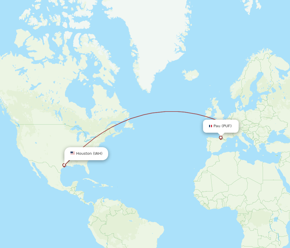 IAH-PUF flight routes