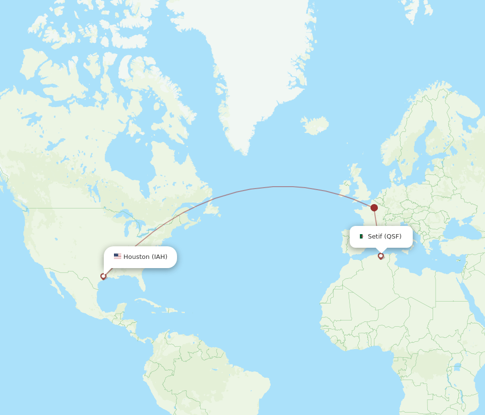 IAH-QSF flight routes
