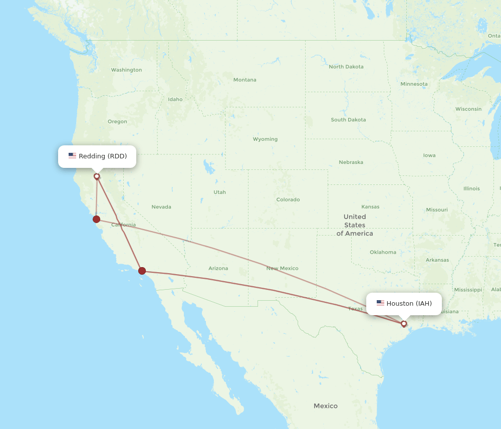 IAH-RDD flight routes