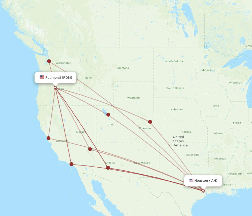 IAH-RDM flight routes