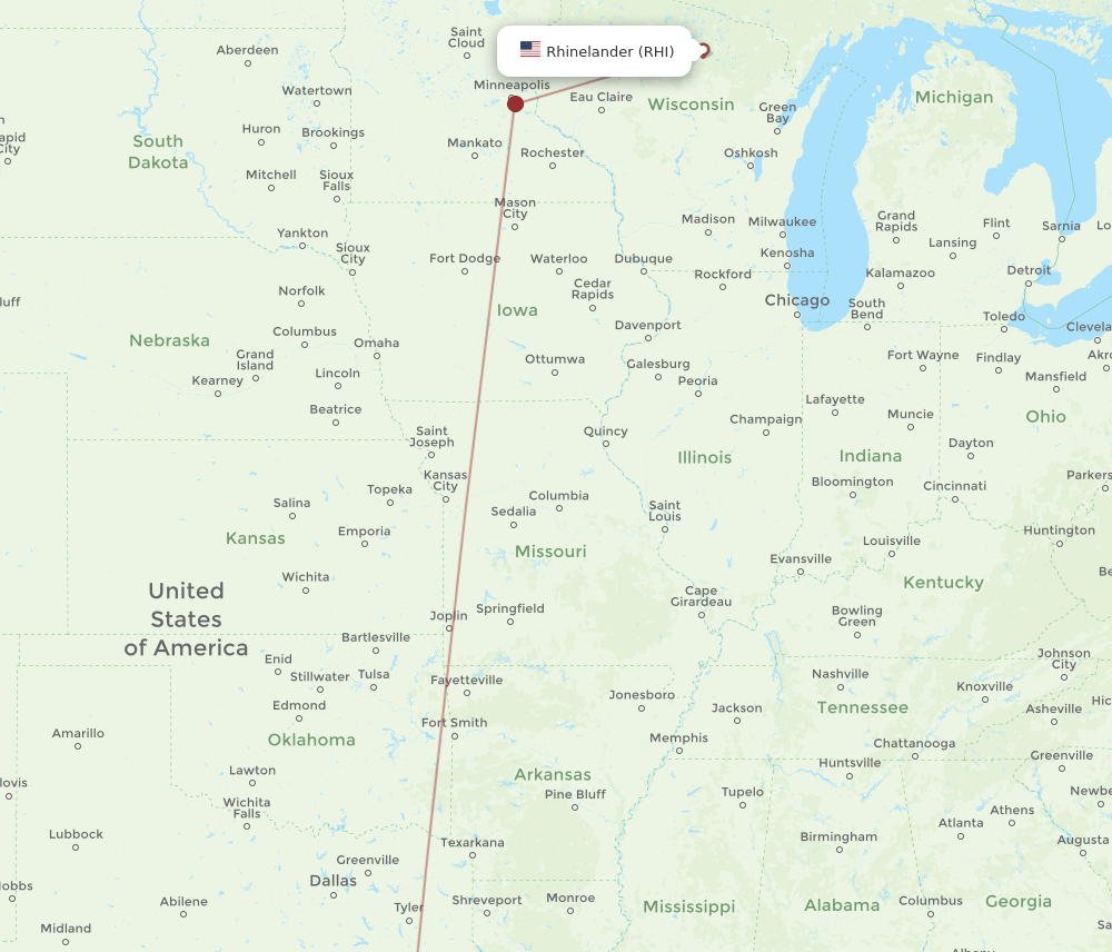 IAH-RHI flight routes