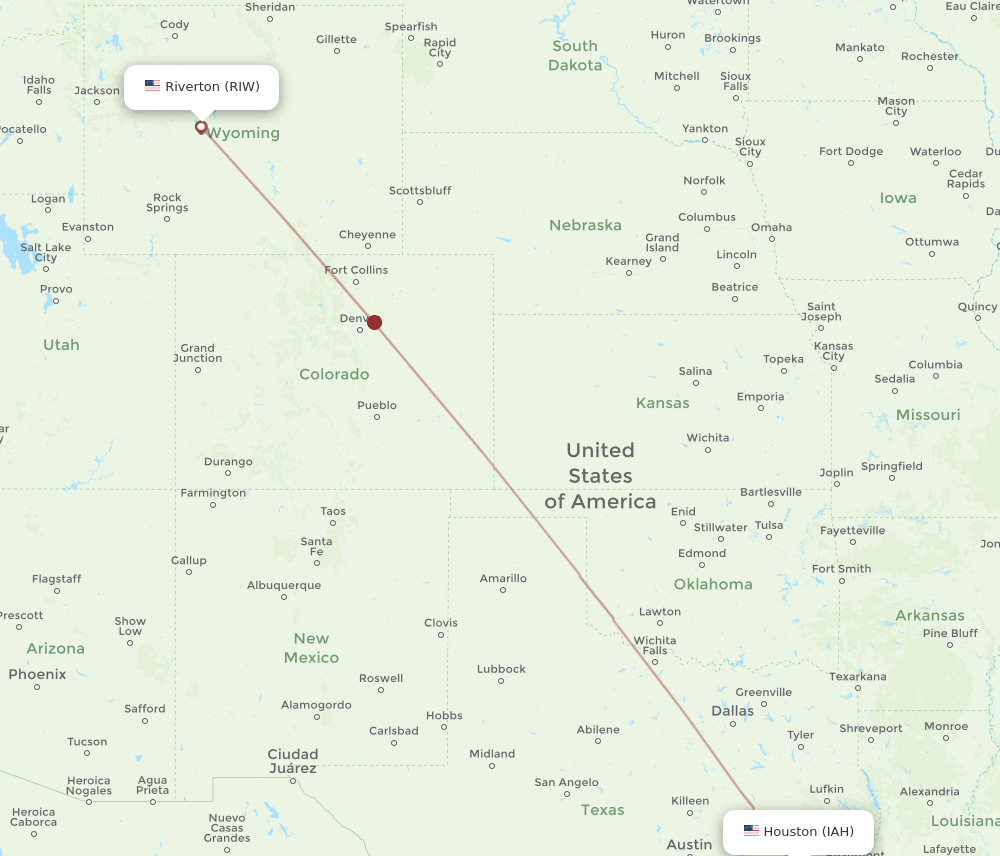 IAH-RIW flight routes