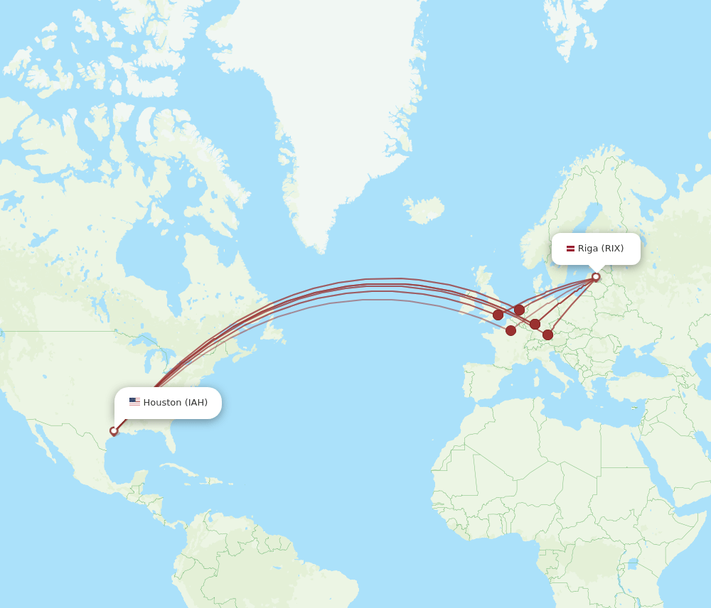 IAH-RIX flight routes