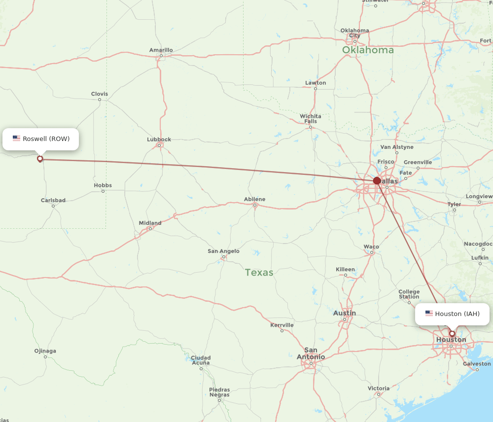 IAH-ROW flight routes