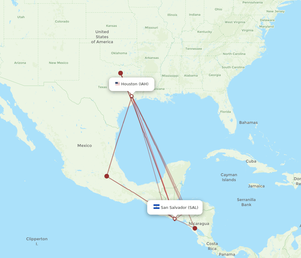 IAH-SAL flight routes