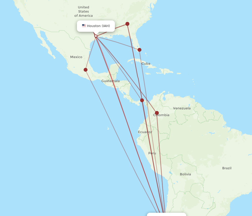 IAH-SCL flight routes