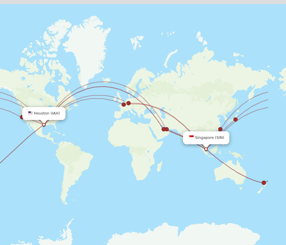 IAH-SIN flight routes